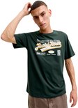 Donkergroen T-shirt met opdruk 'Jack & Jones', 'Fine Cotton Selection', 'Nineteen Ninety' en 'Denim Legacy'.