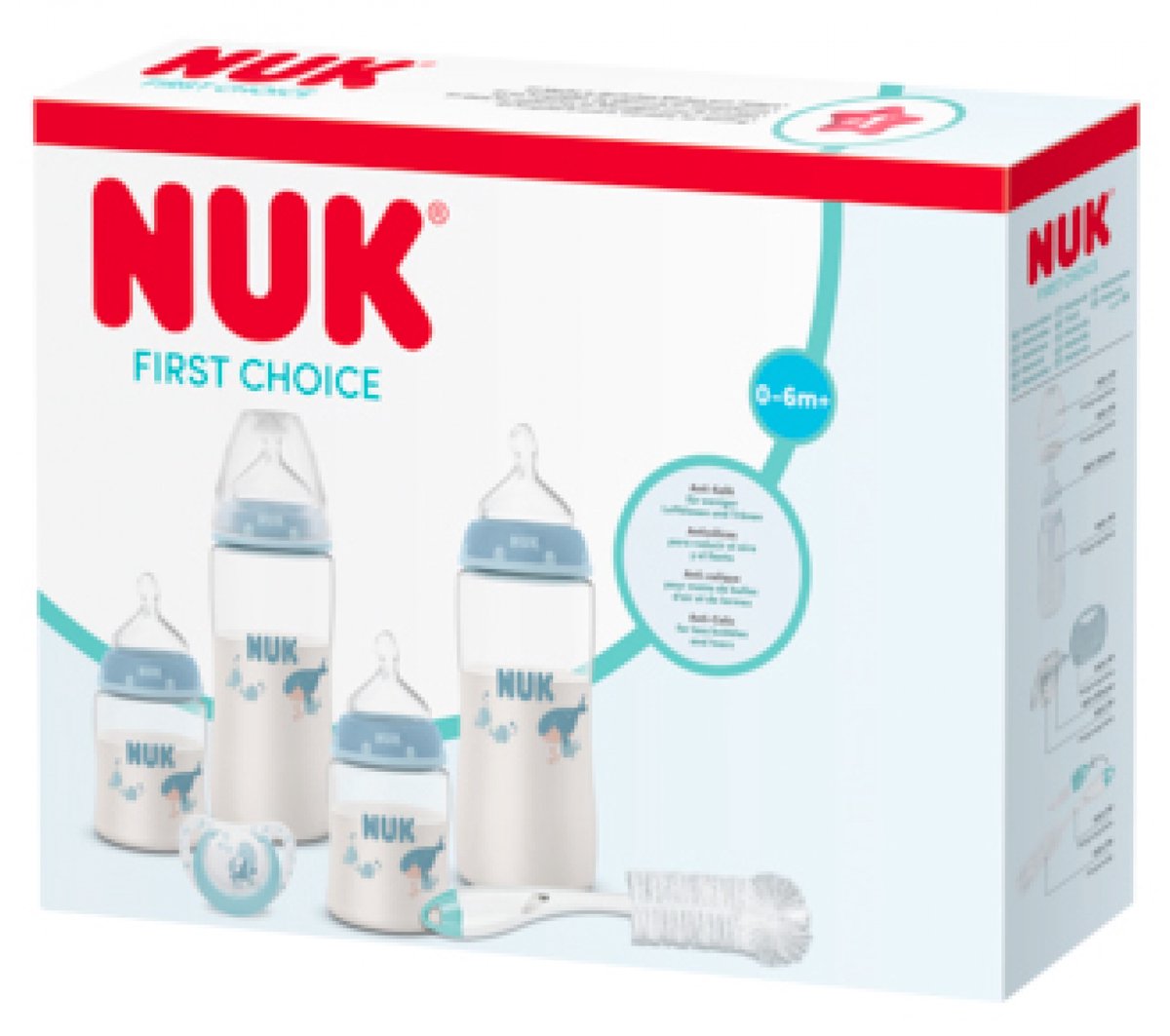 Nuk babyfles set anti-koliek 0-6 maanden BPA-vrij walvis design.