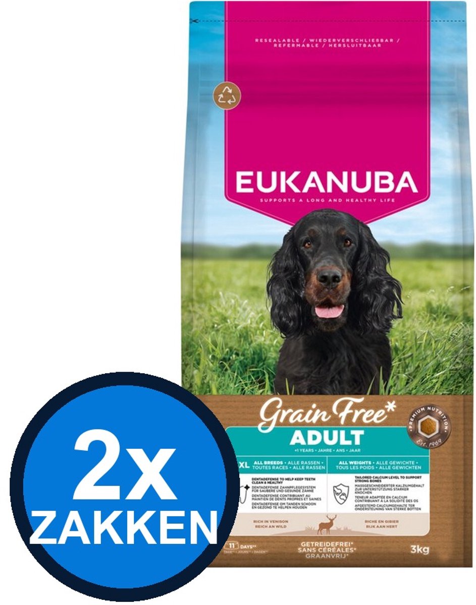 Eukanuba Eukanuba - Grain Free Dog Adult All Sizes Venison - Hondenvoer Droogvoer - 3 kg