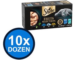 10x Sheba - Filets Alu Saus Witte Vis Multipack (6x60g) - Kattenvoer Natvoer - 360 g