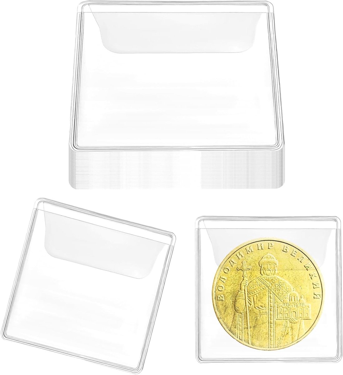 Set van 25 Transparante Coin Compartimenten en Beschermhoezen voor Muntopslag, Sieraden en Postzegels