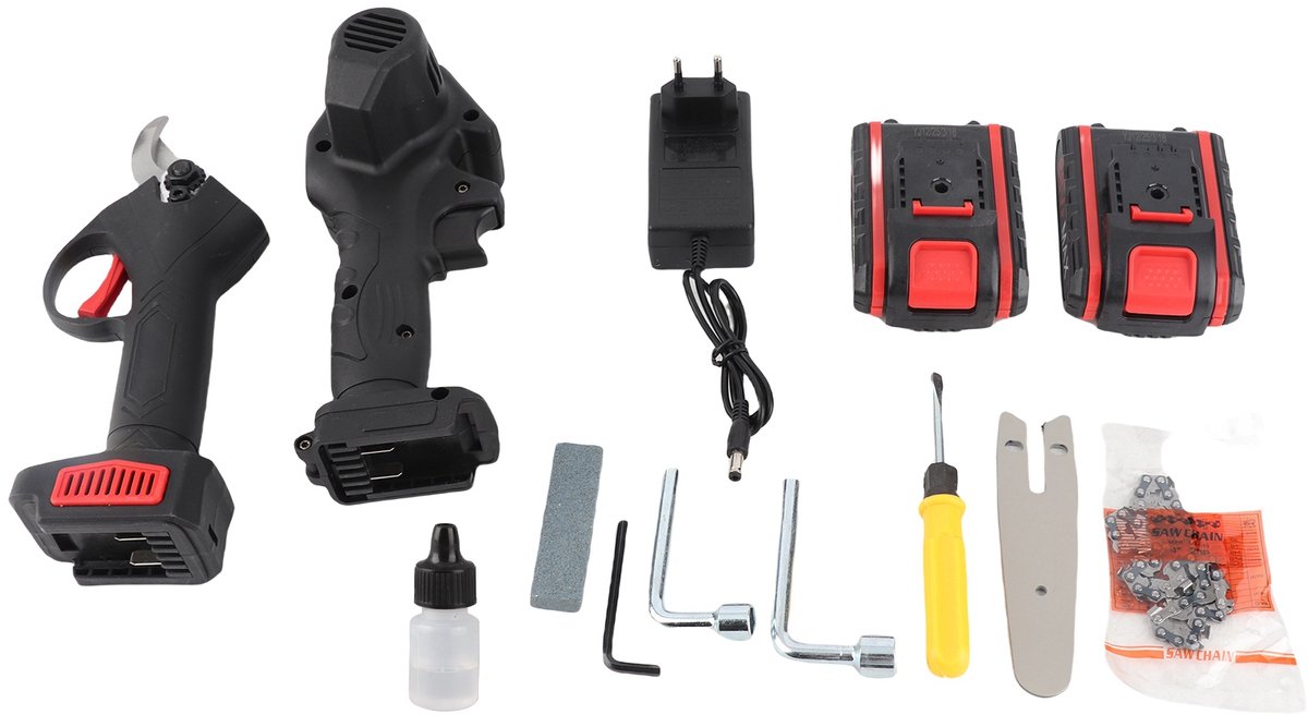 Snoeiset 2-in-1 - Elektrische Snoeischaar & Mini Kettingzaag - Snoeigereedschap - Accu Snoeischaar - Accu Kettingzaag - Bloemenschaar - Heggenschaar Elektrisch - Elektrische Heggenschaar - Heggeschaar Electrisch - Takkenschaar
