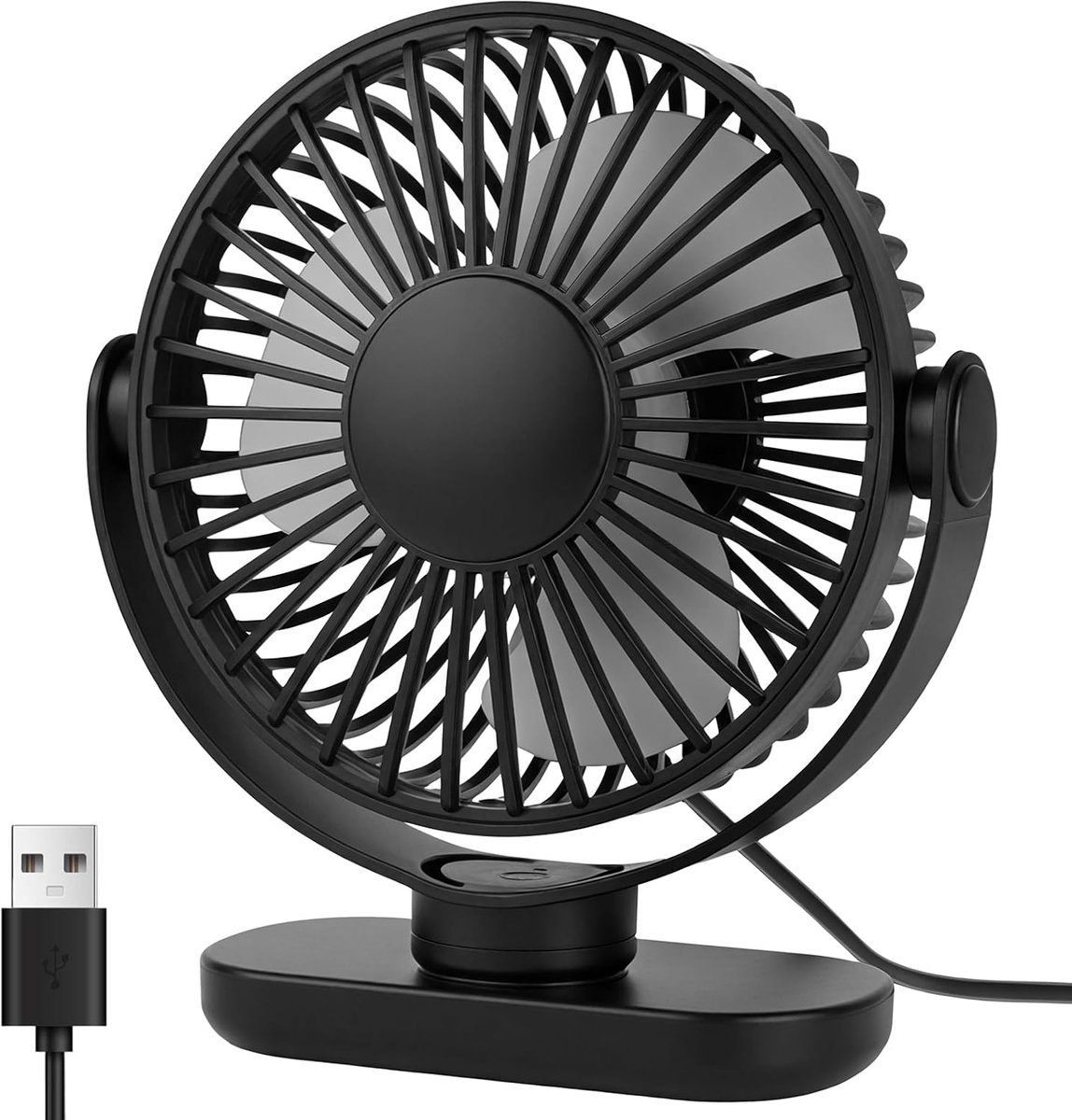 Solvix tafel ventilator geluidloos - Tafelfan - Zwart - 360° Rotatable - Ultra-stil - Voor Thuis en Kantoor