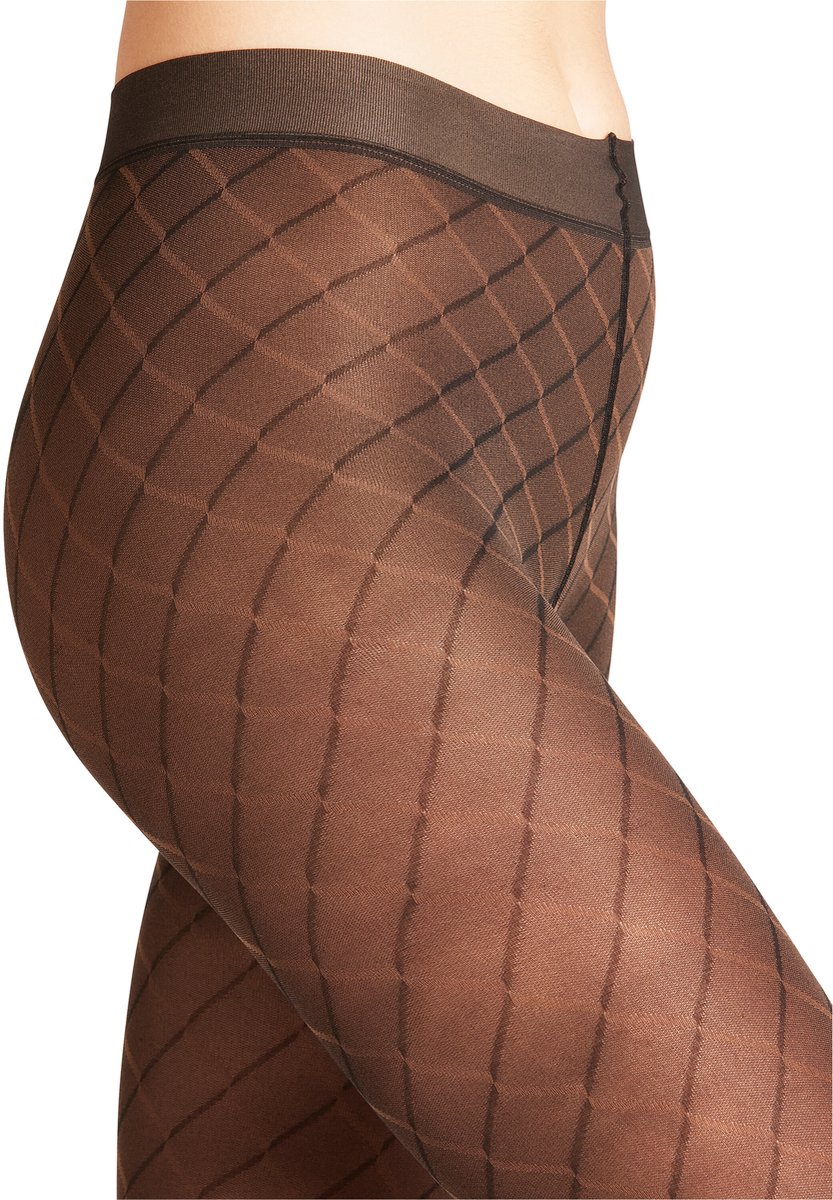 FALKE Intrigue gedessineerd materiaal transparent 30 DEN panty dames bruin - maat M