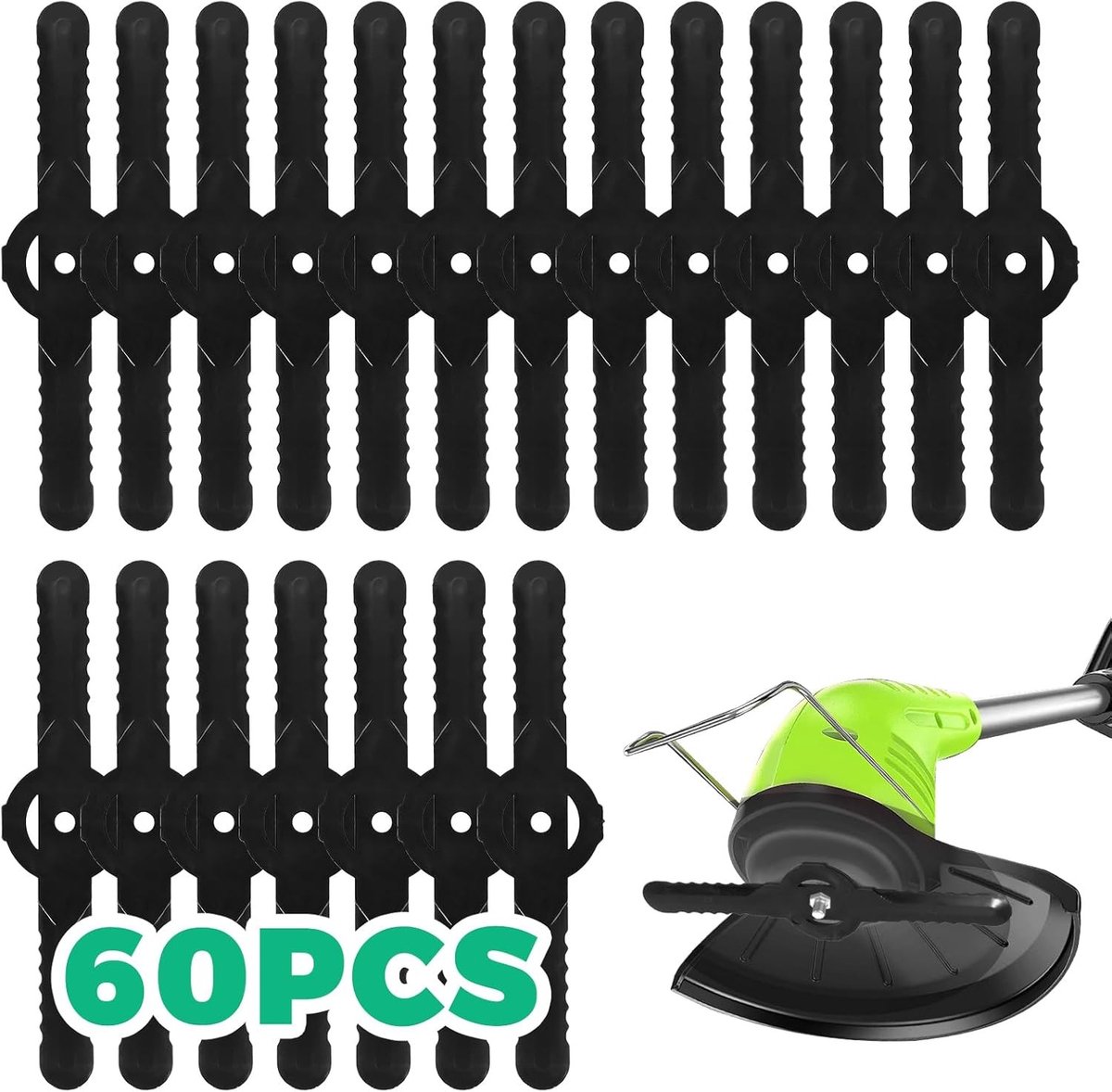 Reservemessen voor Grastrimmer - Kunststof - 60 Stuks - 5 mm Gatdiameter - Voor Diverse Grasmaaiers