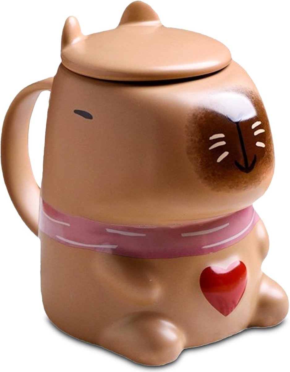 Leuke Capybara Mok met Deksel, 3D Keramische Mokken voor Koffie en Thee, Origineel Cadeau voor Kinderen en Vrienden, Schattige Dieren Mokken, Unieke Koffiemokken, 400 ml