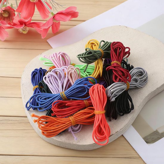 Ronde Elastische Koord 2mm in 20 Kleuren - 2 Yards voor Armband Maken, DIY Creaties en Sieraden Bevestigen — afbeelding 3
