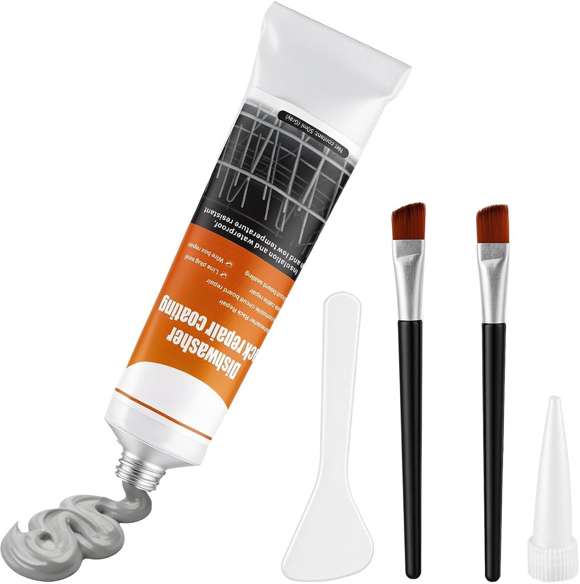 Reparatiecoating voor vaatwassermanden, 50 ml, grijs, acrylcoating, waterdicht en hittebestendig, ideaal voor metaal en kunststof oppervlakken