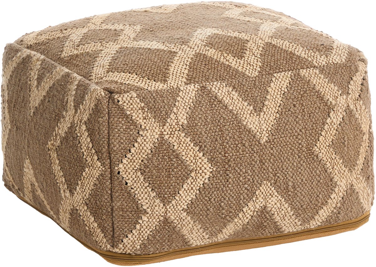 GOPI - Poef - Lichtbruin/Beige - 50 x 50 cm - Jute