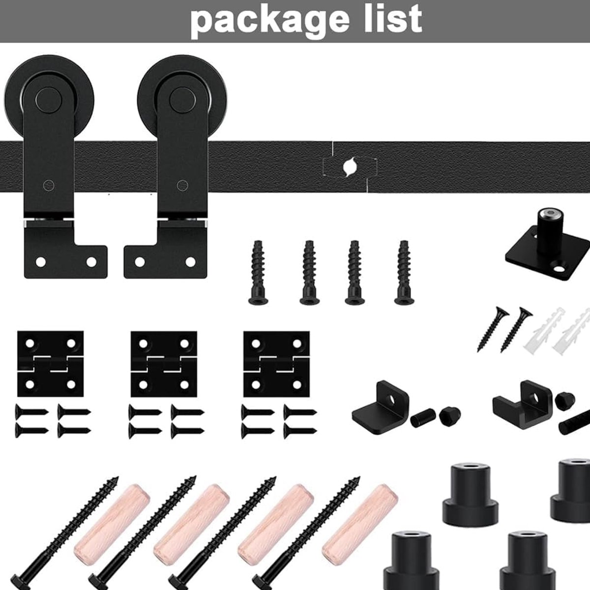 Schuifdeurrail Set - Vouwdeursysteem - Ruimte Besparen - Stille Nylon Wielen - 107 cm - Zwart