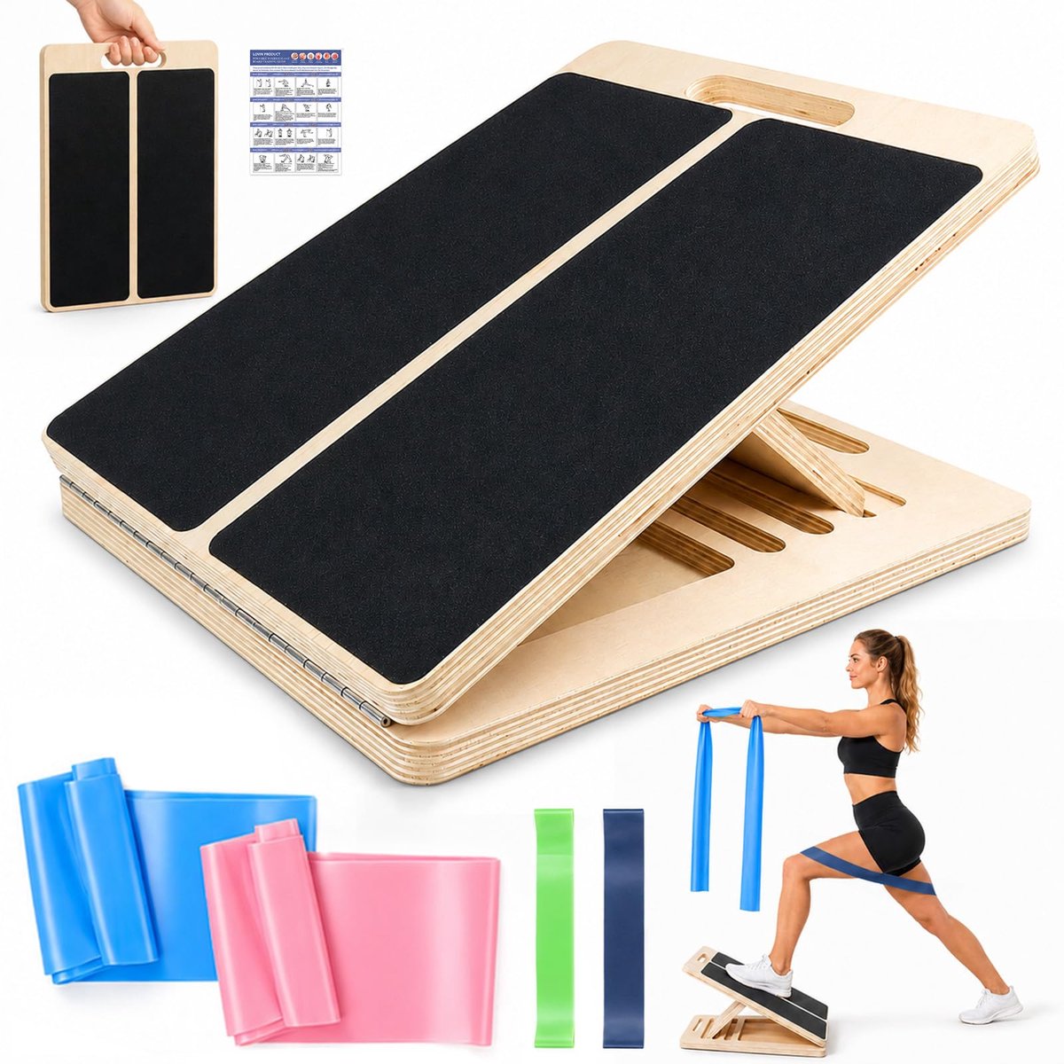Houten schuin bord voor kuitspieren - ergonomisch ontwerp - ideaal voor rekken - verbeter je flexibiliteit - ShopVlot