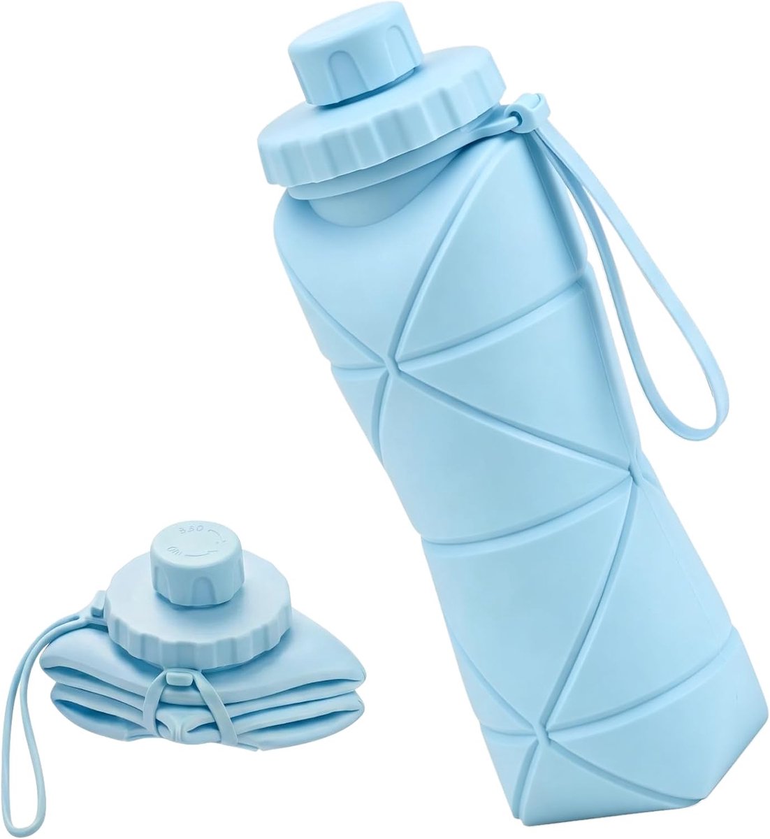 casalora Opvouwbare Drinkfles 600 ml – BPA-vrije Siliconen Waterfles – Lekvrij – Met Draaglus – Herbruikbare Sportfles voor Reizen, Fietsen, Fitness en Camping – Blauw