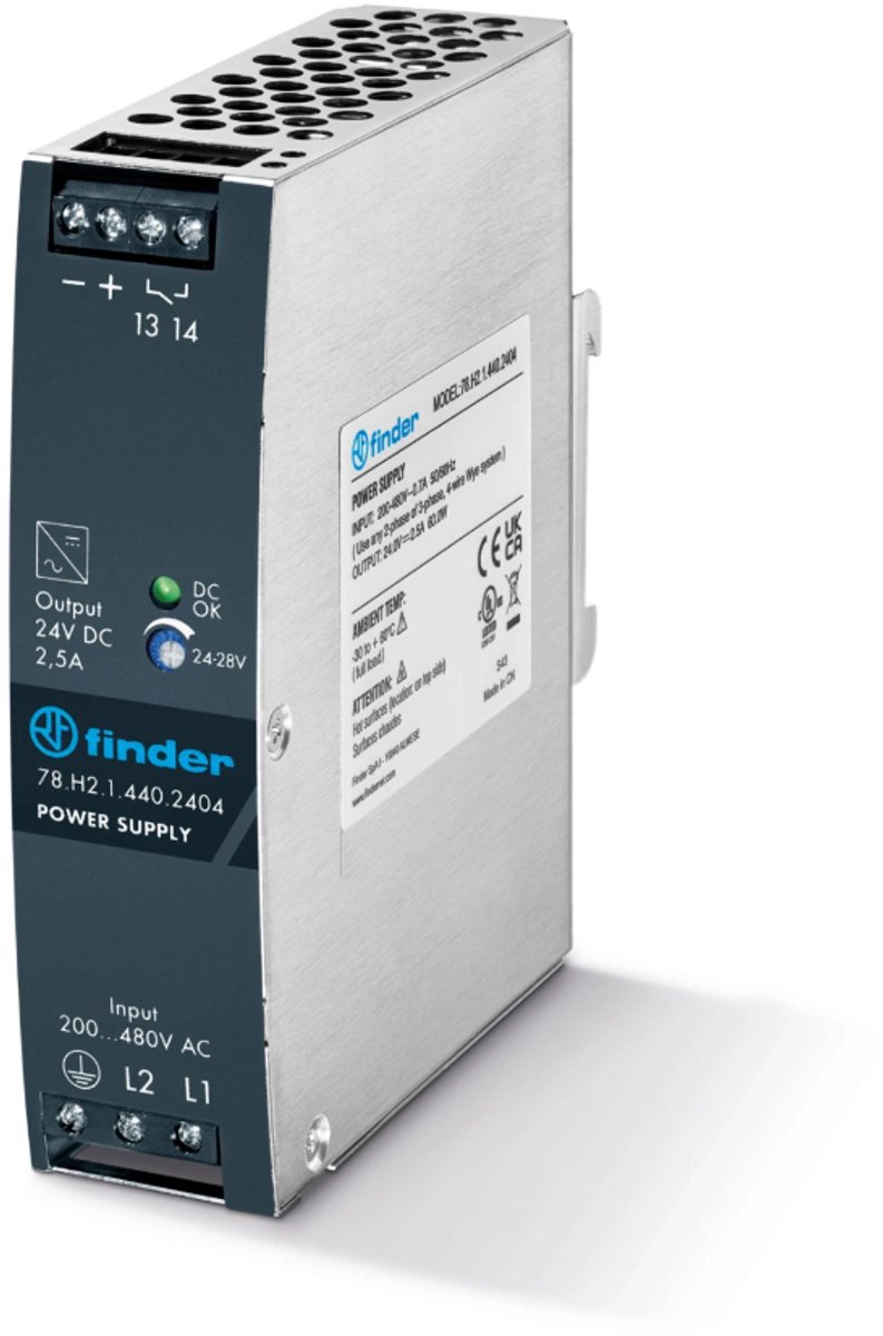 Finder 78 gelijkstroomvoeding 24VDC 5A DIN-rail DC OK (78.W2.1.440.2404)