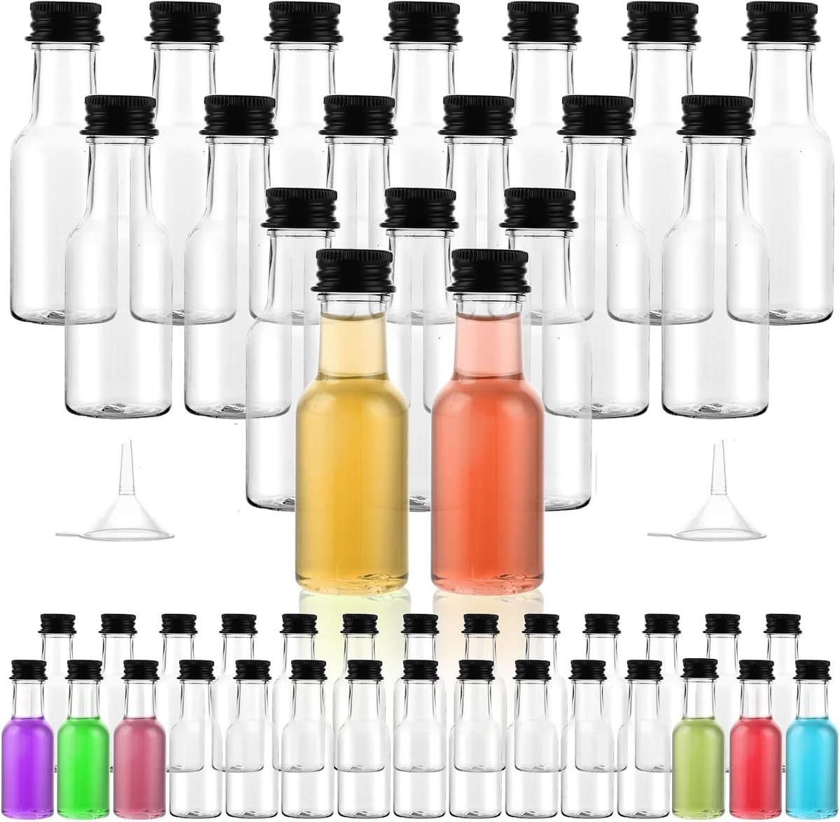 Mini Liqueur Flessen van Plastic, 25 ml, Set van 100, Ideaal voor Feestjes en Evenementen