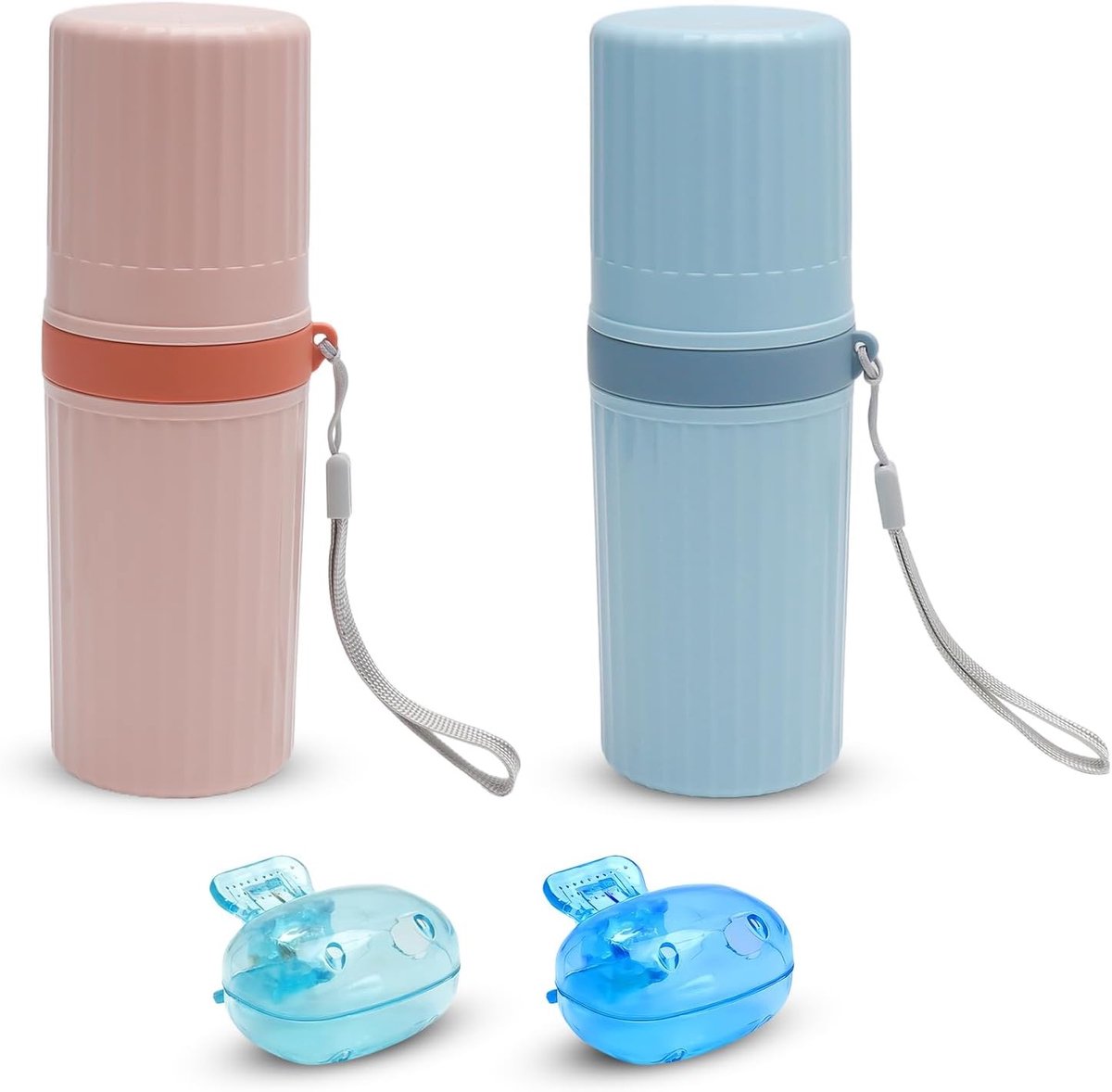 Reis Tandenborstel Houder Set met 2 Tandenborstelbekers en 2 Beschermhoezen - Waterdichte en Draagbare Oplossing voor School en Vakantie