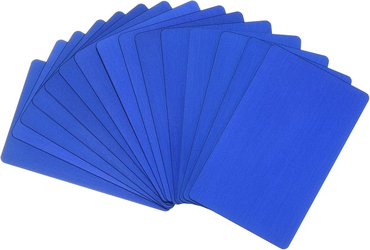15 Stuks Metalen Visitekaarten Anodized 0.8mm Dikke Aluminium Blanks voor Lasergravure en DIY, Blauw