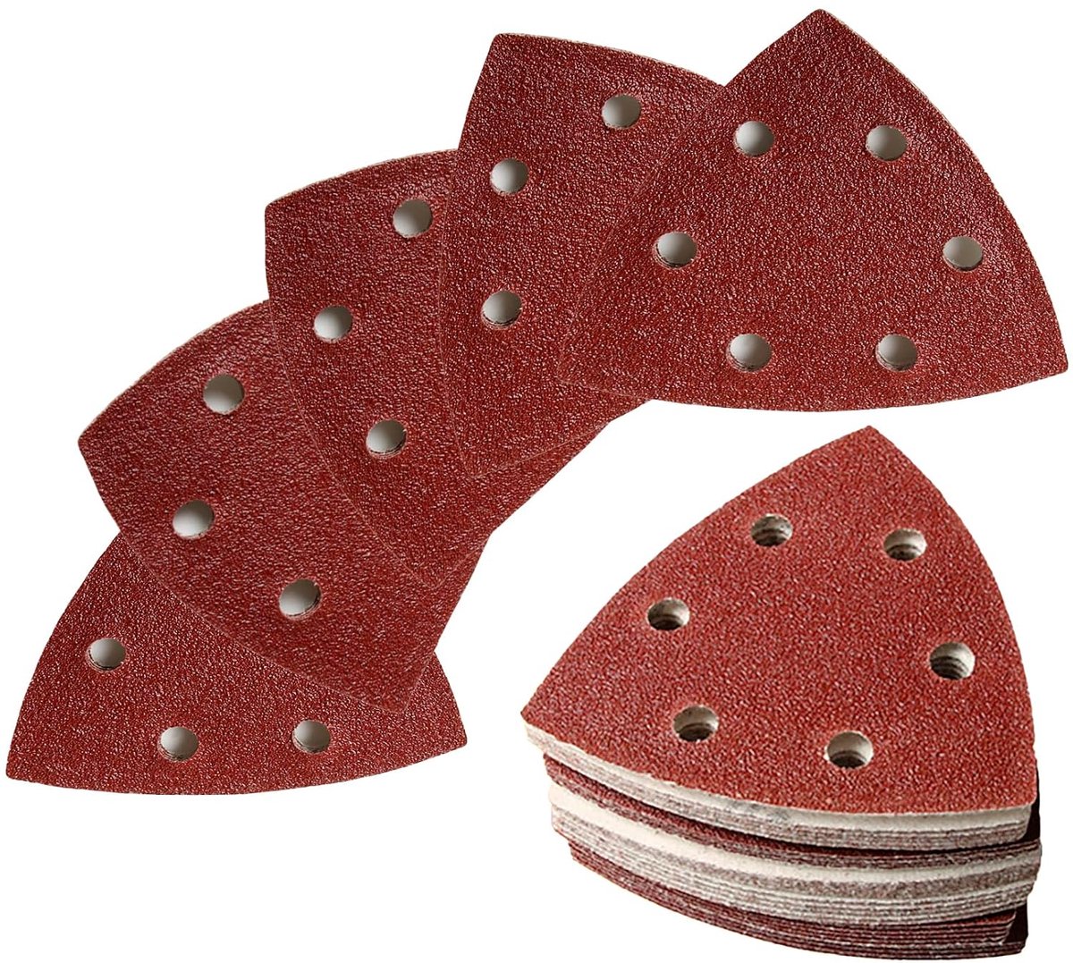 Driehoekige schuurpapier set 93mm - 100 stuks - 5 korrelgroottes - ideaal voor hout en metaal - ShopVlot