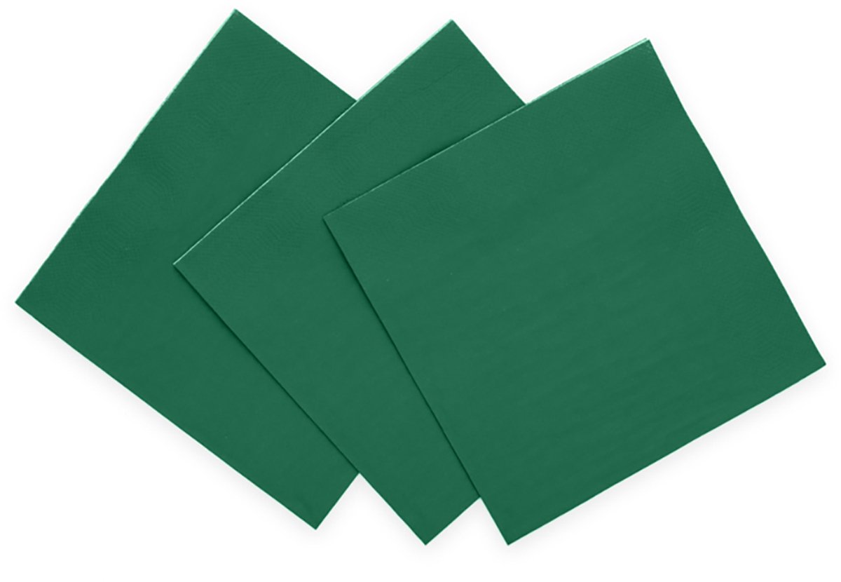 20x Papieren Lunch servetten 33x33cm 3-laags FSC - Donkergroen - Feestartikelen
