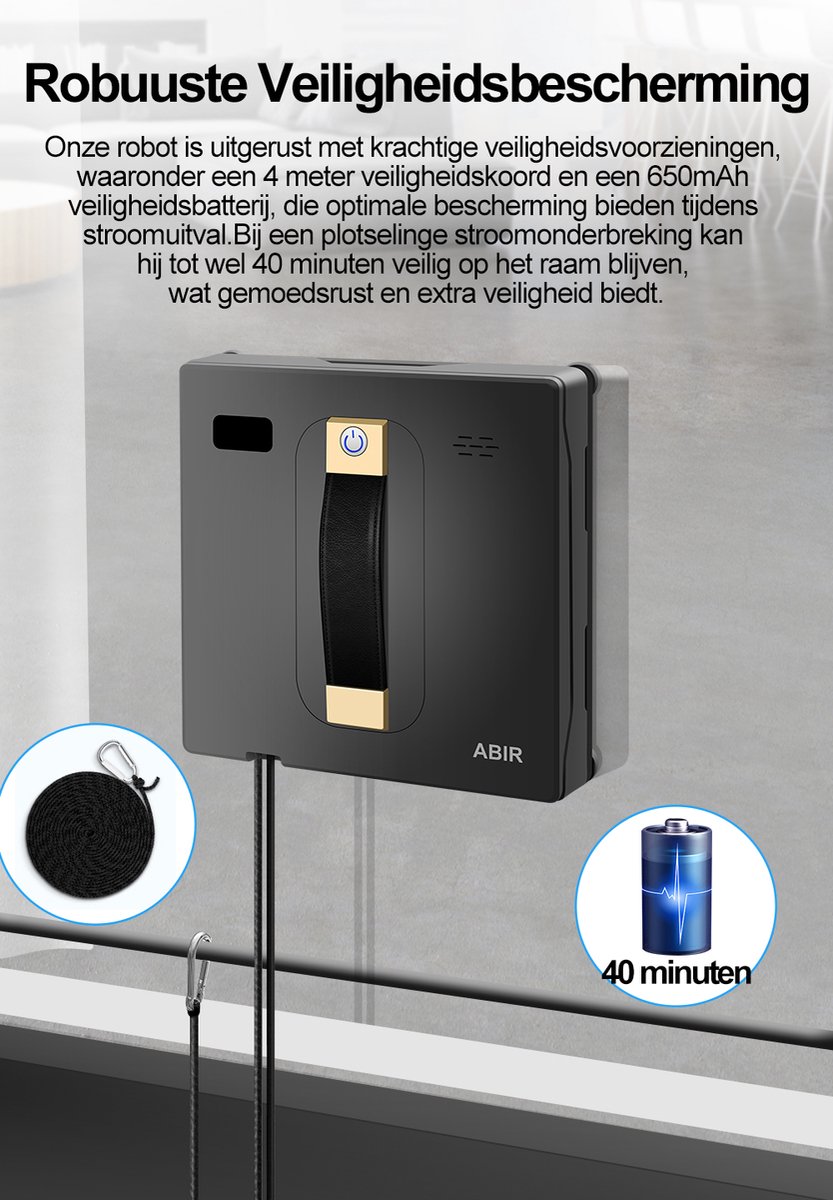 ByRoos Gadget - Robot Raamreiniger - Automatische Raamwasser - Randdetectiesensor - Krachtige zuiging - Slim - Dubbele Waterbesproeiing - AI - Laser Navigatie - Smart Home Glazenwasser thumbnail 6