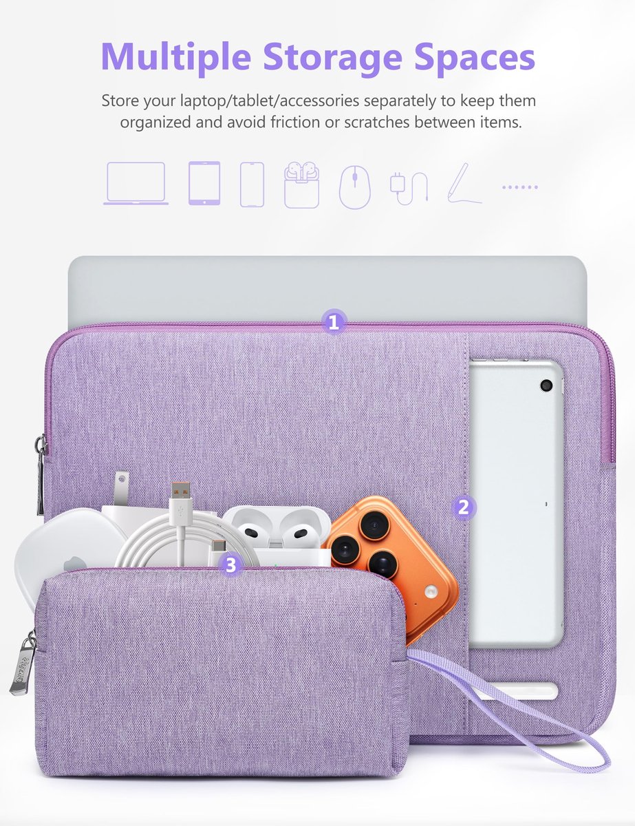 Laptophoes sleeve set 14-15 inch - lila paars - voor MacBook Air M5 - optimale bescherming - ShopVlot
