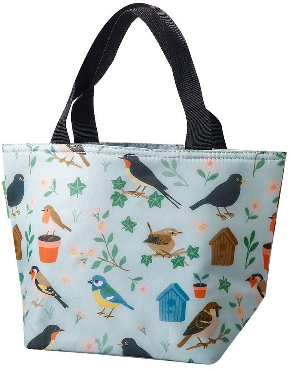 Opvouwbare geïsoleerde lunchtas - lichtgewicht waterbestendig - garden birds groen - ideaal voor onderweg - ShopVlot