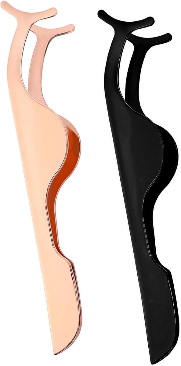 Set van 2 Gebogen Wimpers Applicators - Professionele Wimper Extensions Pincet en Verwijder Tool van Roestvrijstaal voor Natuurlijke Wimpers en Oogmake-up