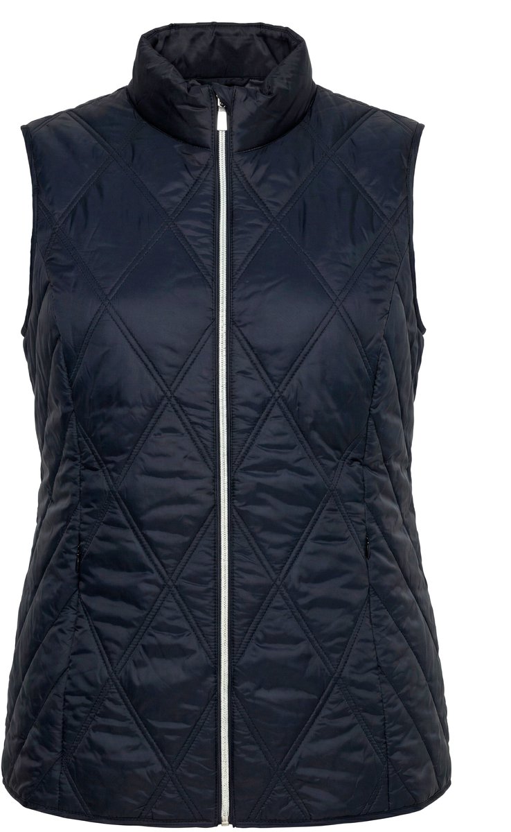 Ulla Popken - Dames - HYPRAR bodywarmer waterafstotend opstaande kraag mouwloos - Zwart - Maat 58+
