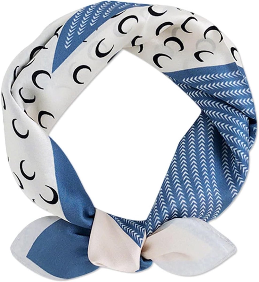 Elegante Zijden Sjaal voor Dames met Maanpatroon - Vierkante Satijnen Sjaal voor Zakelijk en Vrijetijd Gebruik, Ideaal voor Lente en Herfst, Blauw