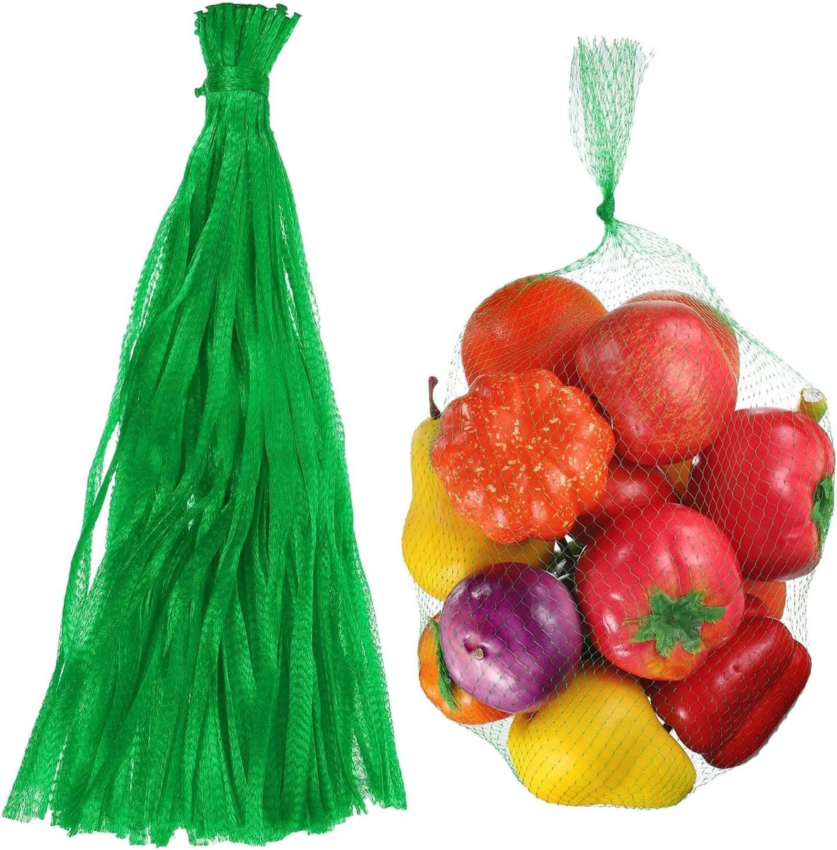 Herbruikbare mesh-productzakken 100 stuks, 60 cm, wasbaar en ademend voor fruit, groenten en zeevruchten opslag