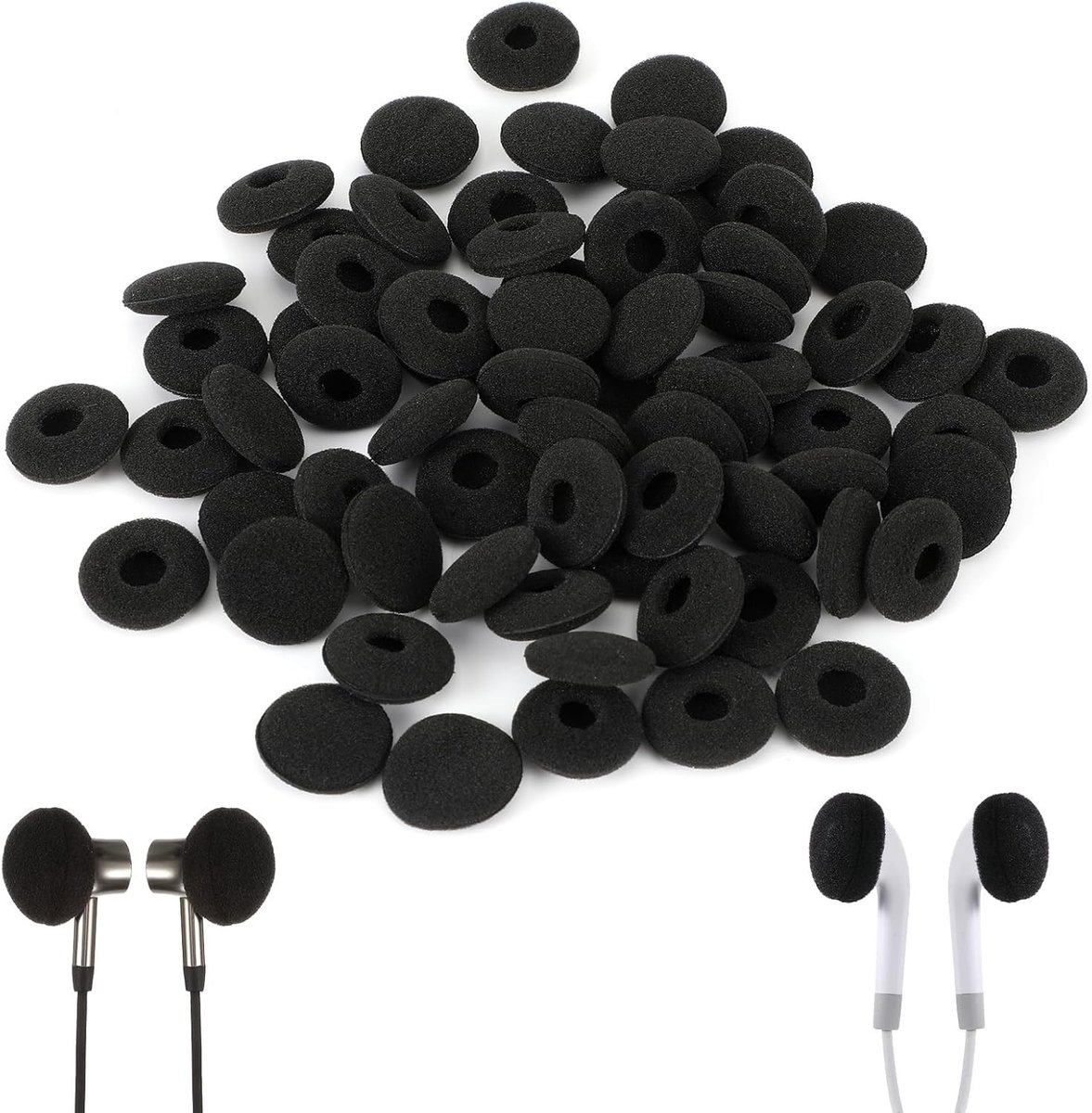 Set van 60 Vervangende Schuim Oorkussens voor Oordopjes, Zachte Oorkussens, 18mm, Ideaal voor Comfort en Geluidsisolatie