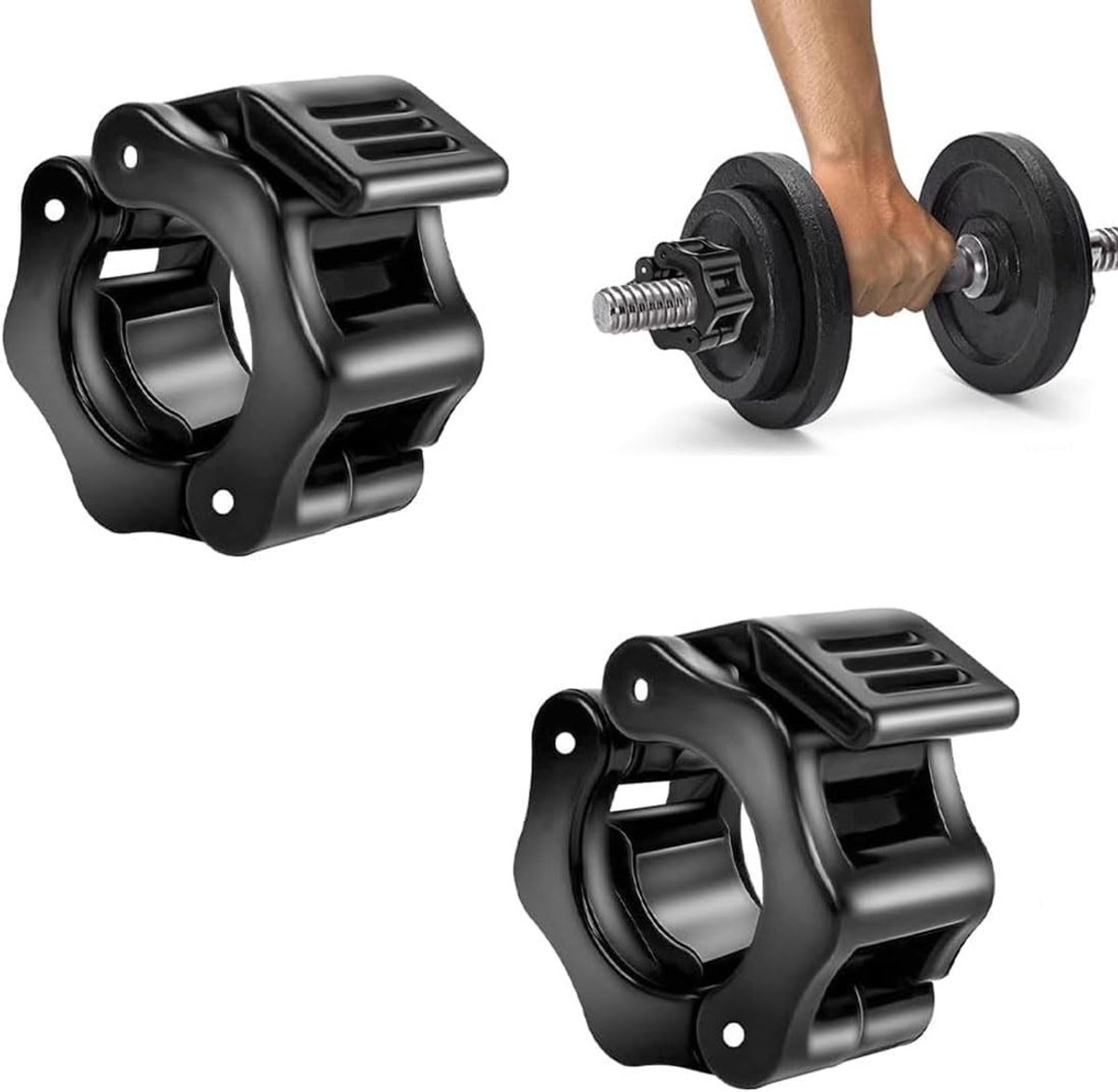 Set van 2 Halters 30 mm met Snelle Ontgrendeling - Ideaal voor Krachttraining, Fitness en Thuis Workout - Duurzame Zwarte Sluitingen voor Intensieve Training