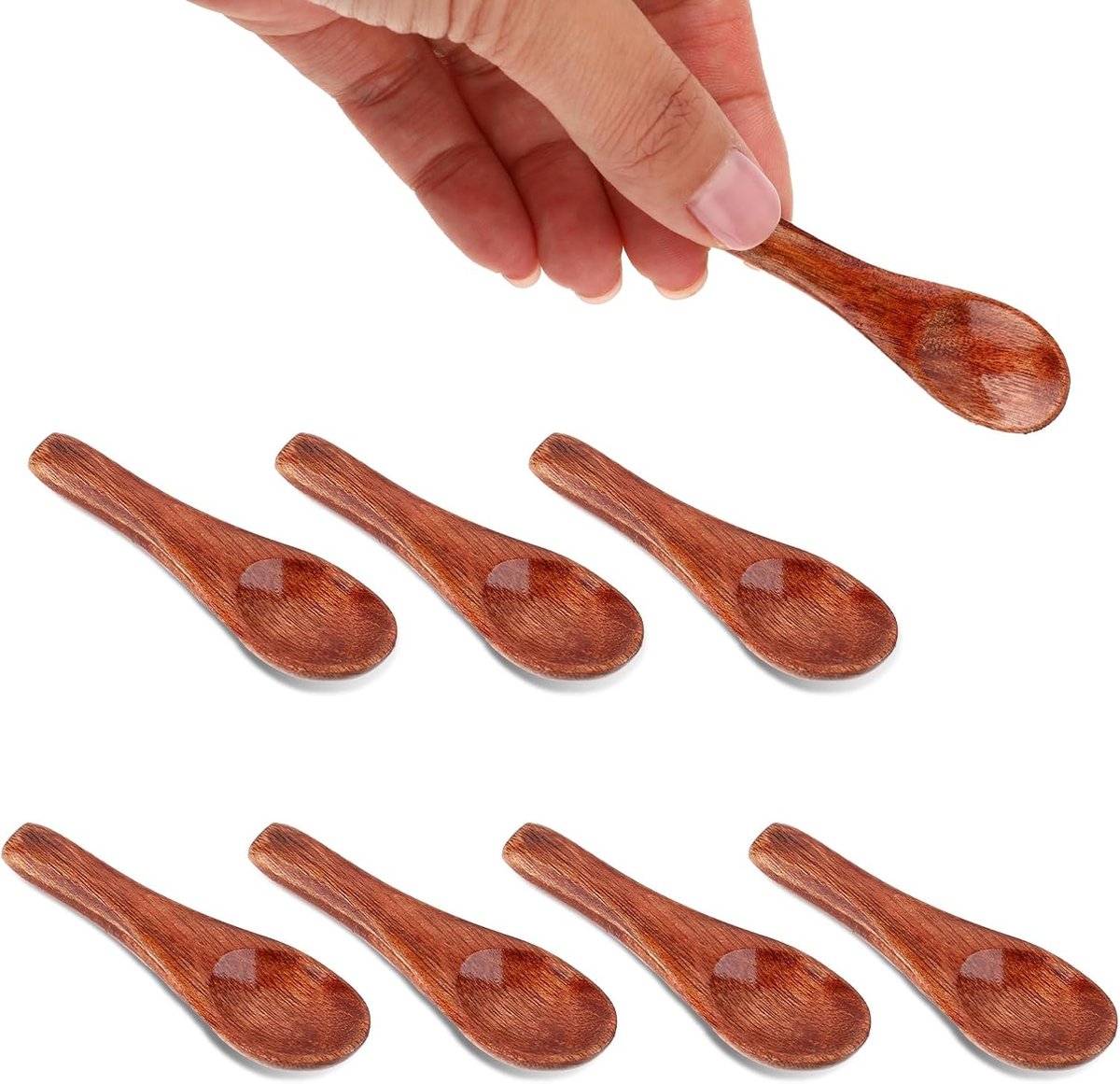 Set van 8 Mini Houten Lepels voor Specerijen en Kruiden - Ideaal voor Koken, Bakken en Serveren