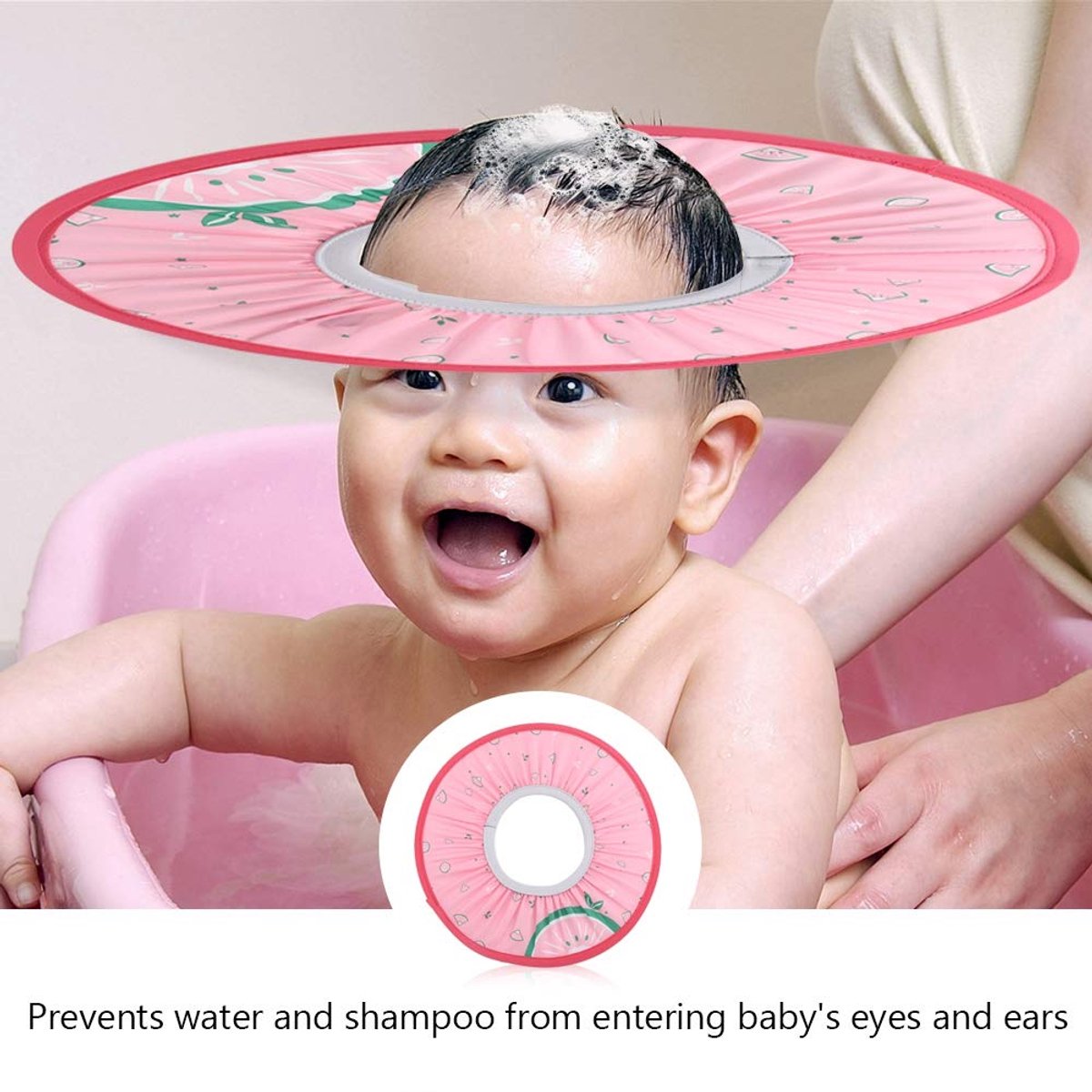 Baby badmuts roze - veilige douchemuts - voorkomt water in ogen en oren - ideaal voor peuters - ShopVlot