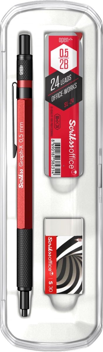 Scrikss Mechanical Pencils Set Graph-X Red 0.5mm - ShopVlot