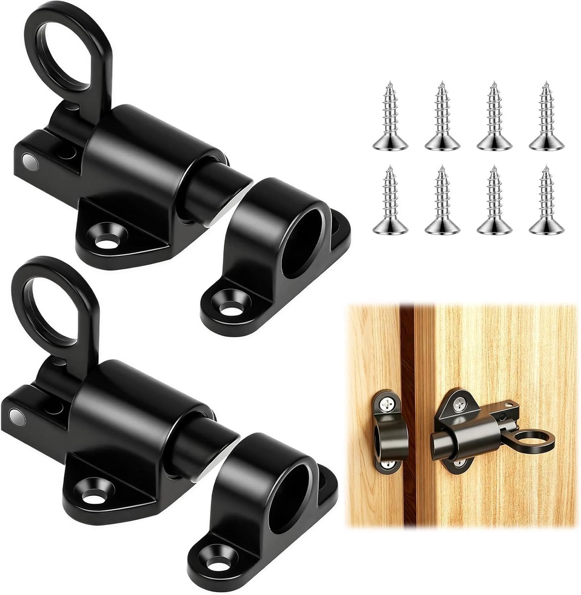 2 stuks automatische deurgrendel, veergrendel, slotgrendel, deurgrendel voor buiten, binnen, tuinpoort, grendel met - ShopVlot