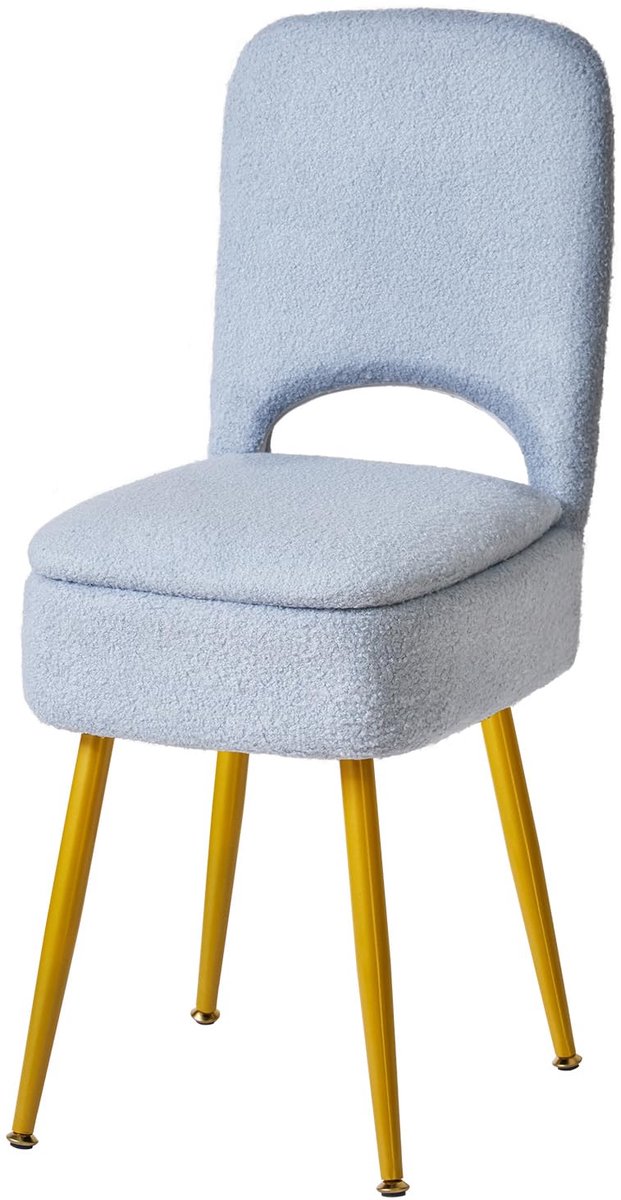 Make-uptafel met inklapbare rugleuning - vierkant - teddyfluweel - comfortabele make-uptafelstoel - ShopVlot