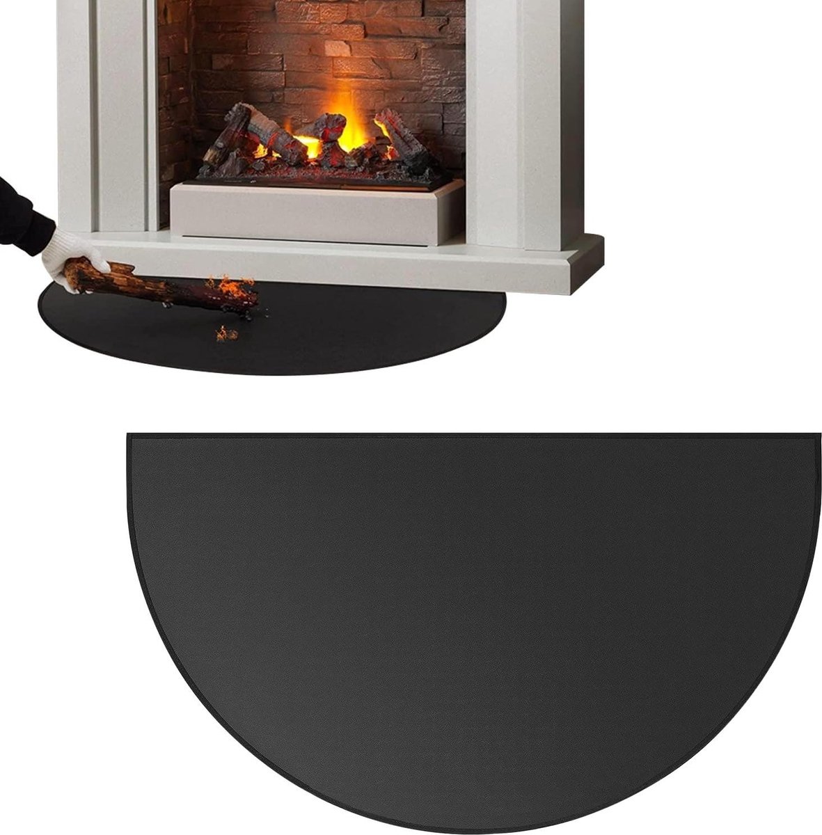 Brandwerende Mat - Haardonderlegger - Open Haard Beschermen - Hittebestendig Materiaal - 50 x 80 cm - Zwart