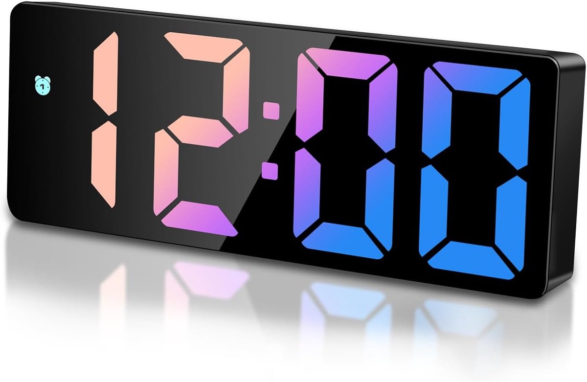 SnelShoppen - Kinder Digitale Nacht Alarm Klok met Tijd, Datum, Temperatuur, Snooze, Helderheid Aanpasbaar, Tafelklok, USB Opladen en Batterij, Multik