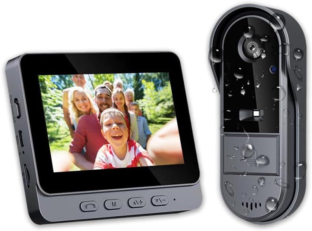 Draadloze Deurbel Camera - Video Intercom - Veiligheid Thuis - Zonder Wifi App - 4.3 Inch Scherm - Zwart