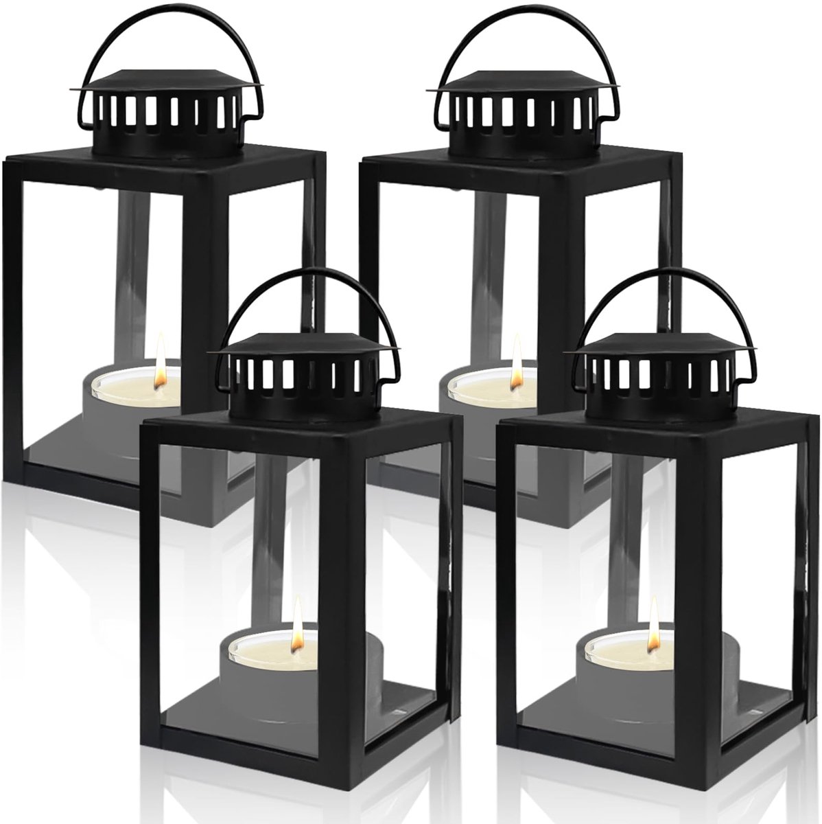 4 stuks lantaarns voor buiten, 6 x 10,1 cm windlicht buiten, lantaarns voor kaarsen, tuinlantaarns, tuinlantaarn voor - ShopVlot