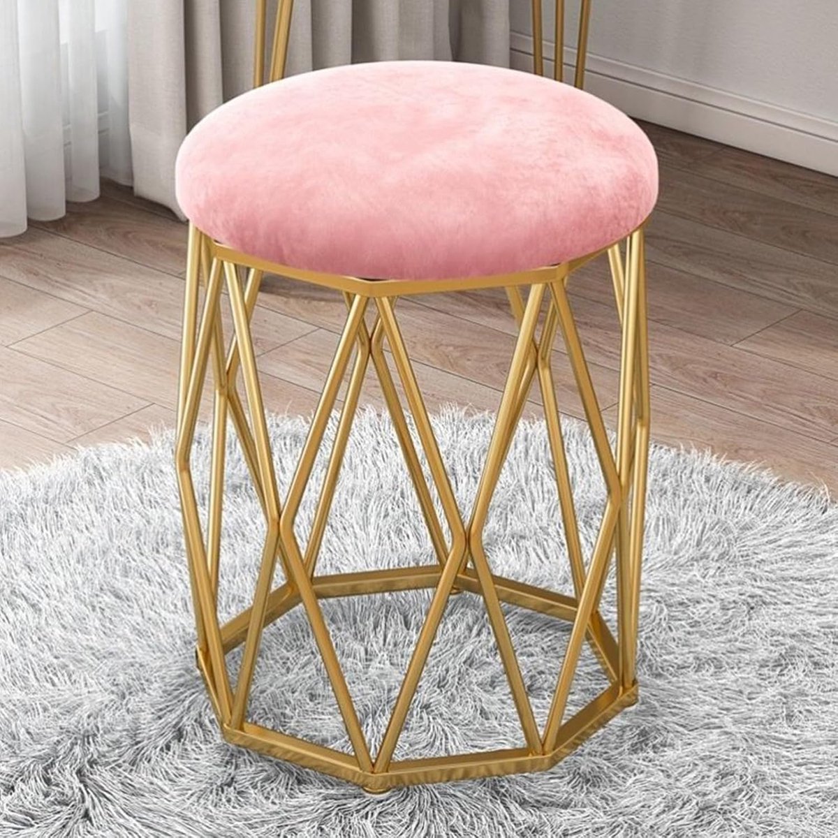 Kaptafel Krukje - Voetenbankje Stoeltje - Ontspannen Zitten - Zelfmontage - 35 x 40 x 43 cm - Roze
