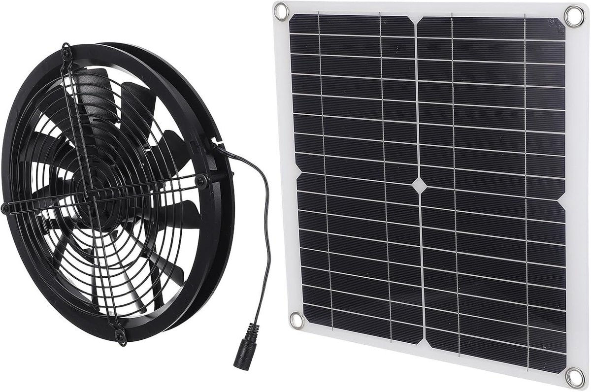 Zonne Ventilator - Afzuigventilator Kas - Luchtcirculatie Verbeteren - Daglicht Geactiveer