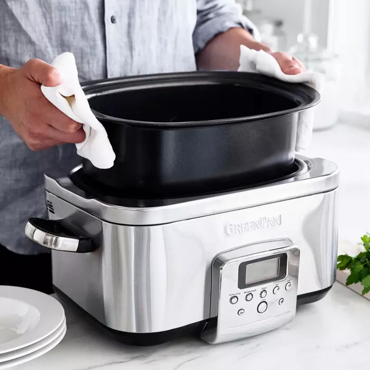 GreenPan Elite Slowcooker Cream 6L - PFAS-vrij - afbeelding 3