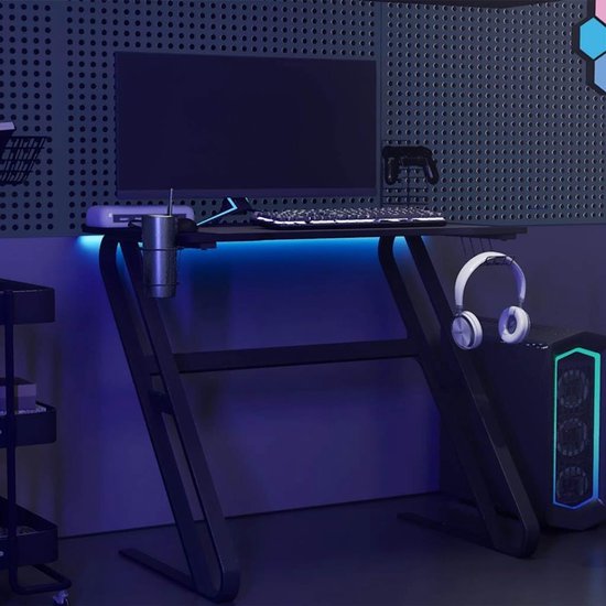 Gaming Bureau - Computer Tafel - Comfortabel Spelen - Ergonomisch Ontwerp - 90 x 60 x 75 cm - Zwart Rood — afbeelding 4