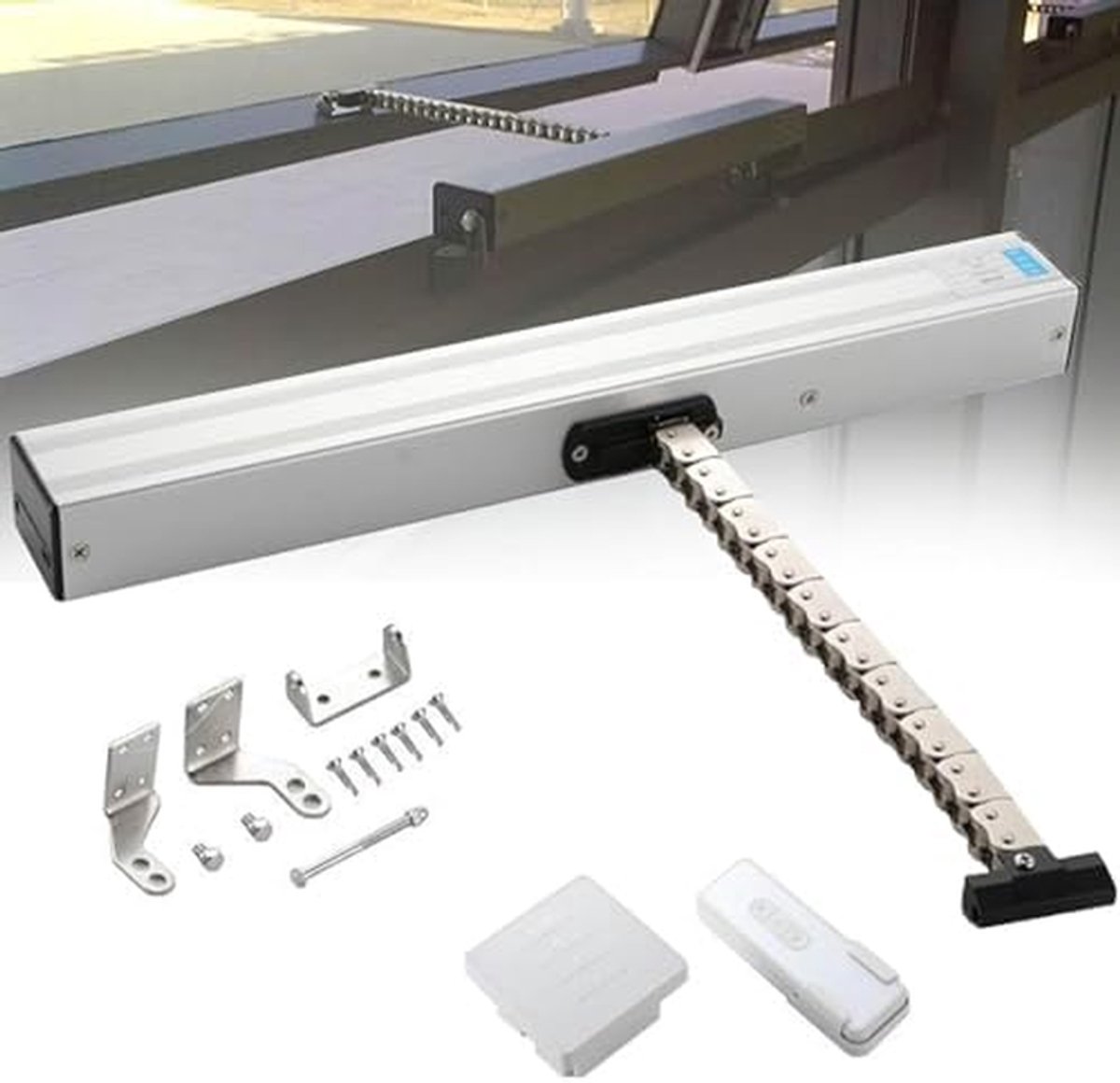 Elektrische Raamopener - Kettingopener Automatisch - Ventilatie Verbeteren - Stille Werking - 300-1000 mm - Grijs