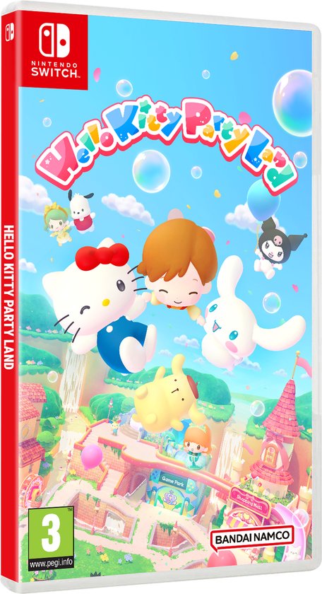 De 'Day One Edition' van 'Hello Kitty Party Land' voor Nintendo Switch, inclusief kleurbok en stickers.