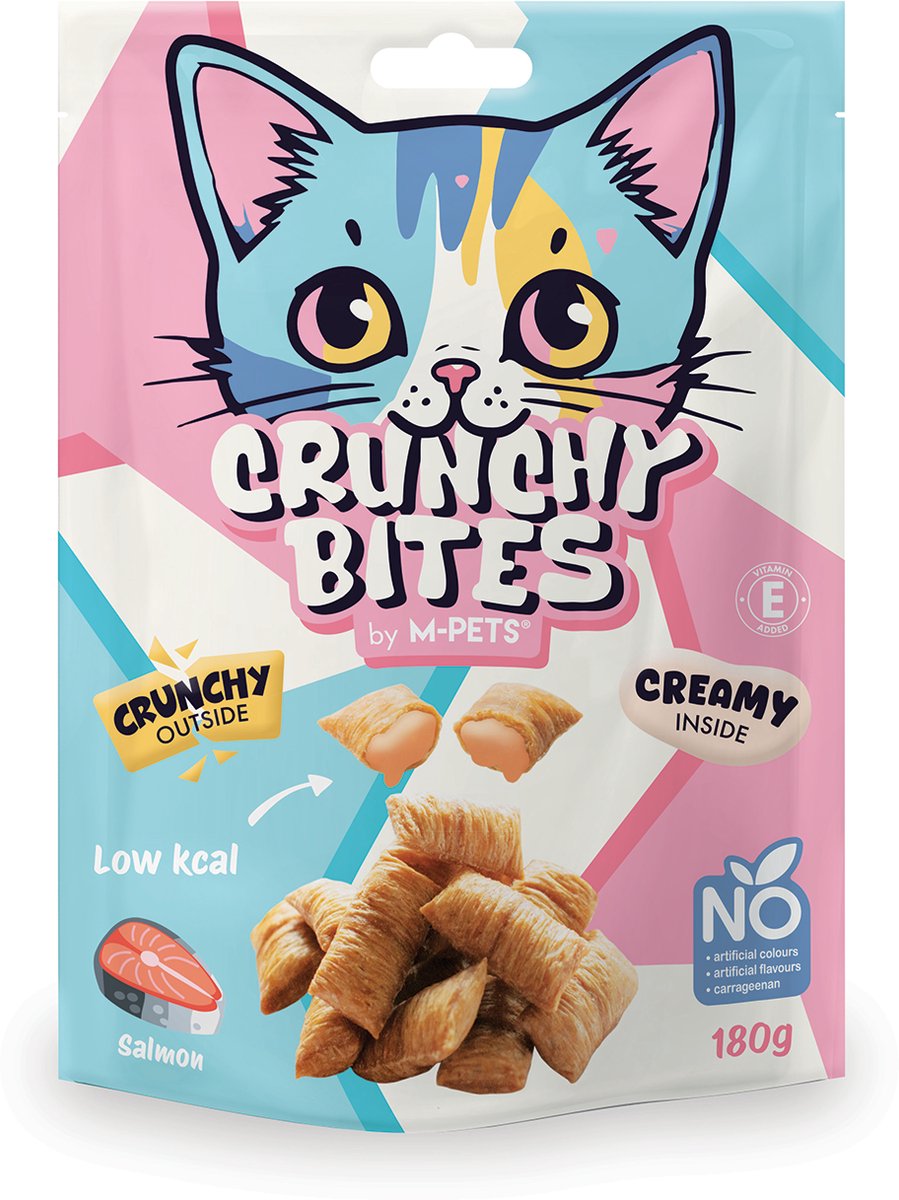 M-PETS CRUNCHY BITES kat snack zalm - 180 g - per 10