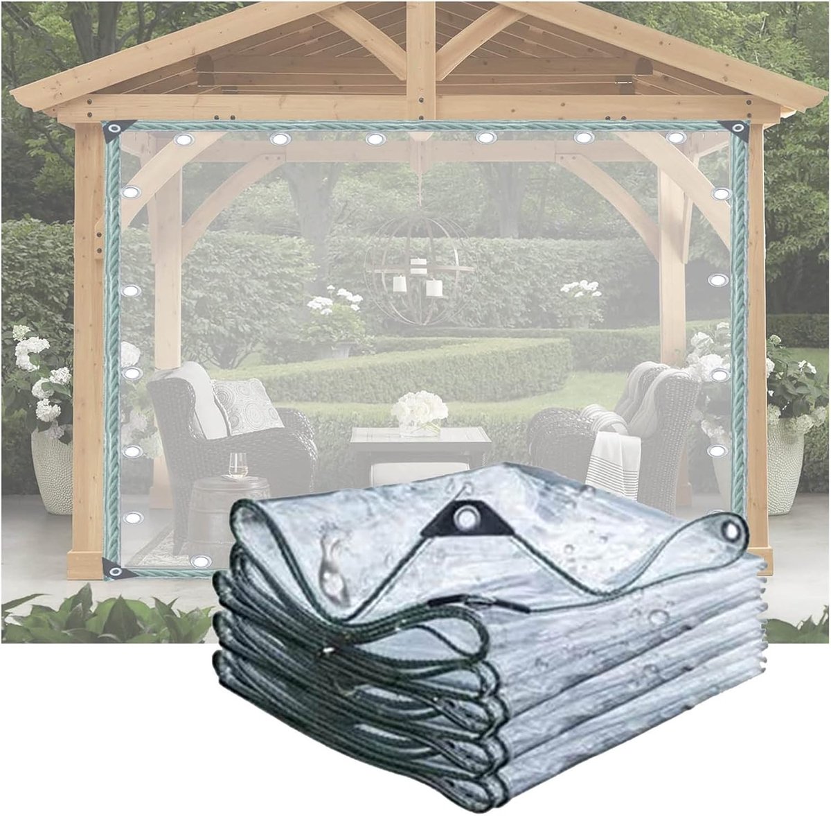 Transparant Afdekzeil - Waterdicht Paneel - Buitenruimte Afschermen - Hoge Transparantie PVC - 15 x 25 m - Transparant