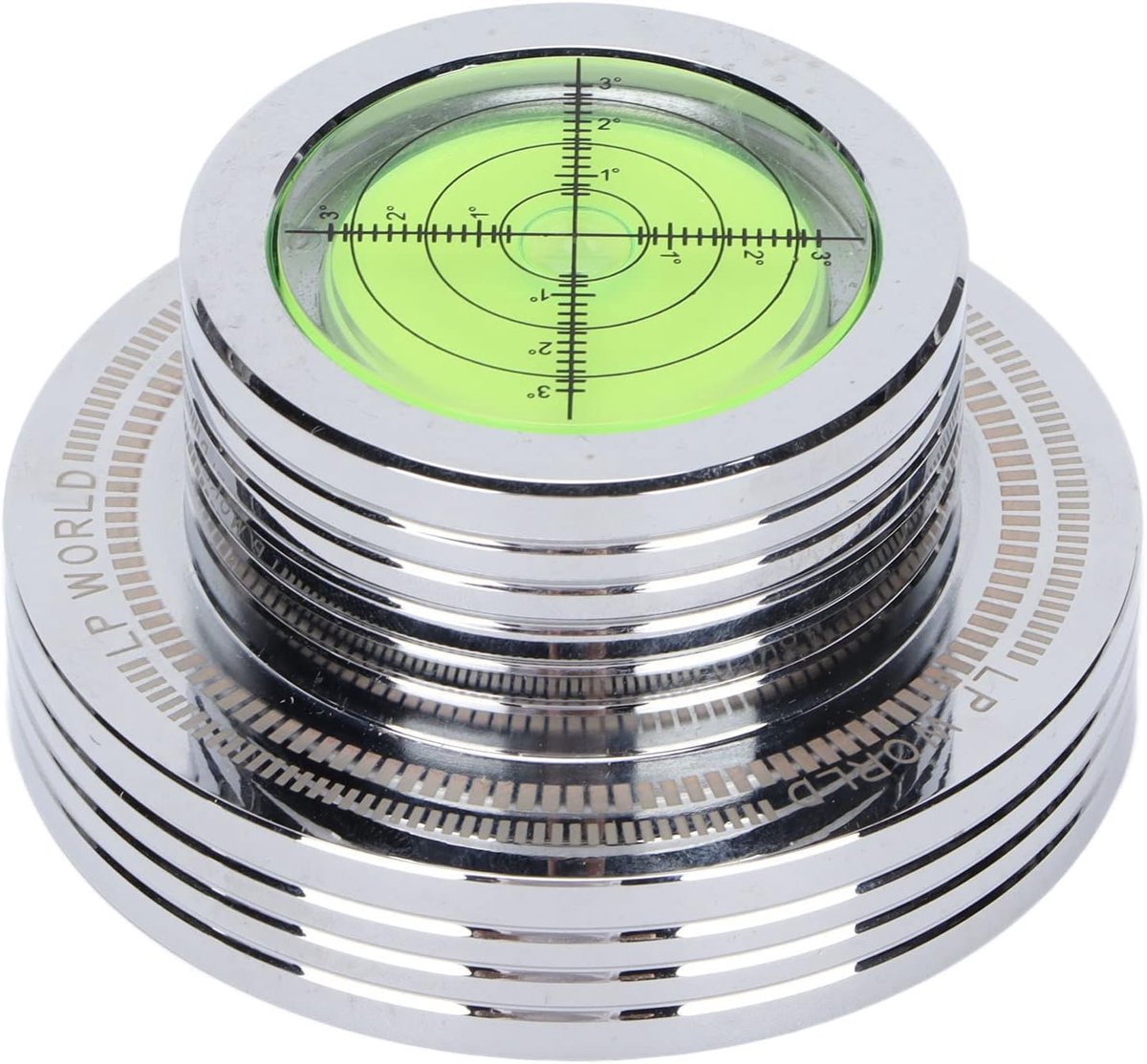 Platenspeler Stabilisator - Draaitafel Gewicht - Geluid Verbeteren - Ingebouwde Waterpas - 77 mm Diameter - Zilver