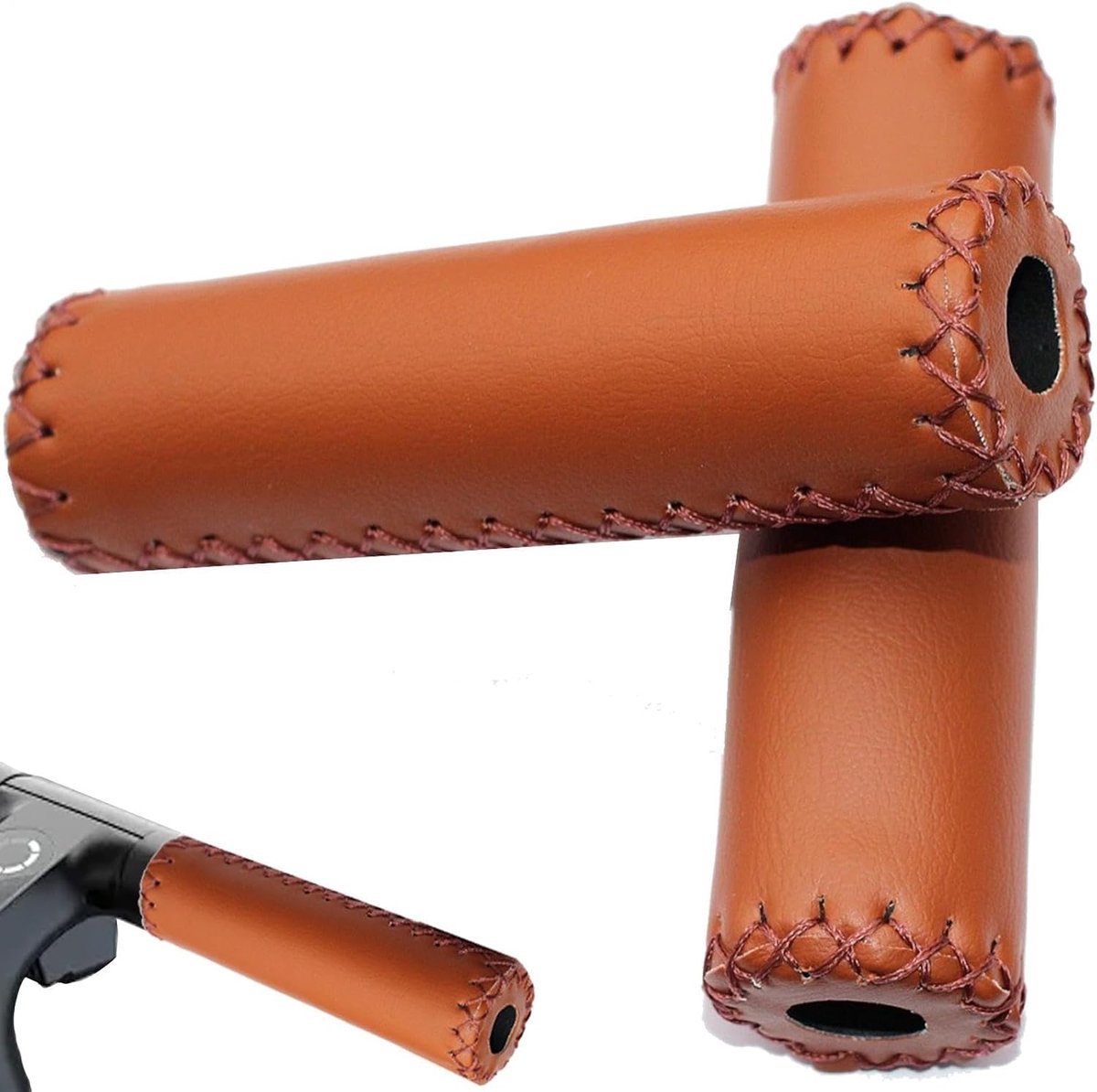 Fietshandgrepen - Stuurbescherming - Comfortabel Fietsen - Ergonomisch Ontwerp - 12.5 cm Lengte - Bruin